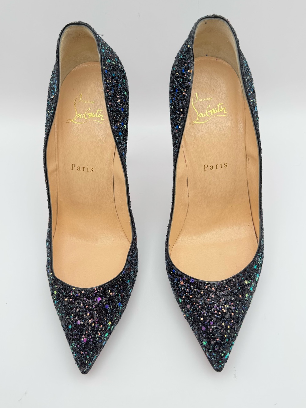 Christian Louboutin Pigalle Follies 100 Glitter Dragonfly Pumps EU39